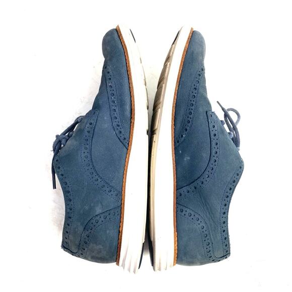 Cole Haan Women’s Lunargrand Blue Suede Wingtip Loafers Shoes Size 7 - Picture 6 of 8